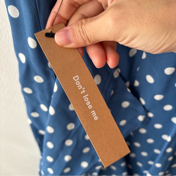 Reformation Juliette blue and white polka dot dress Sz‎ 0P NWT - Picture 11 of 11